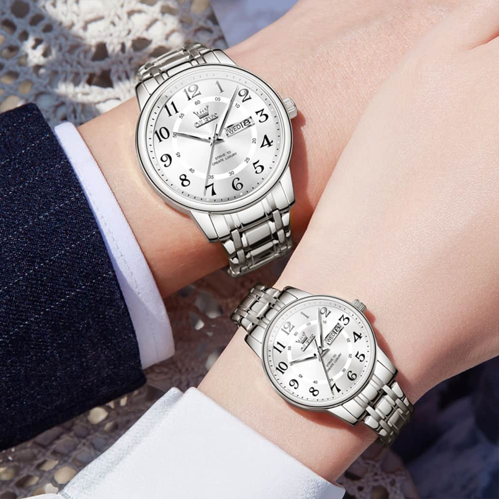 OLEVS 2891 Classic Digital Dial Couples Watch Set for Men Women