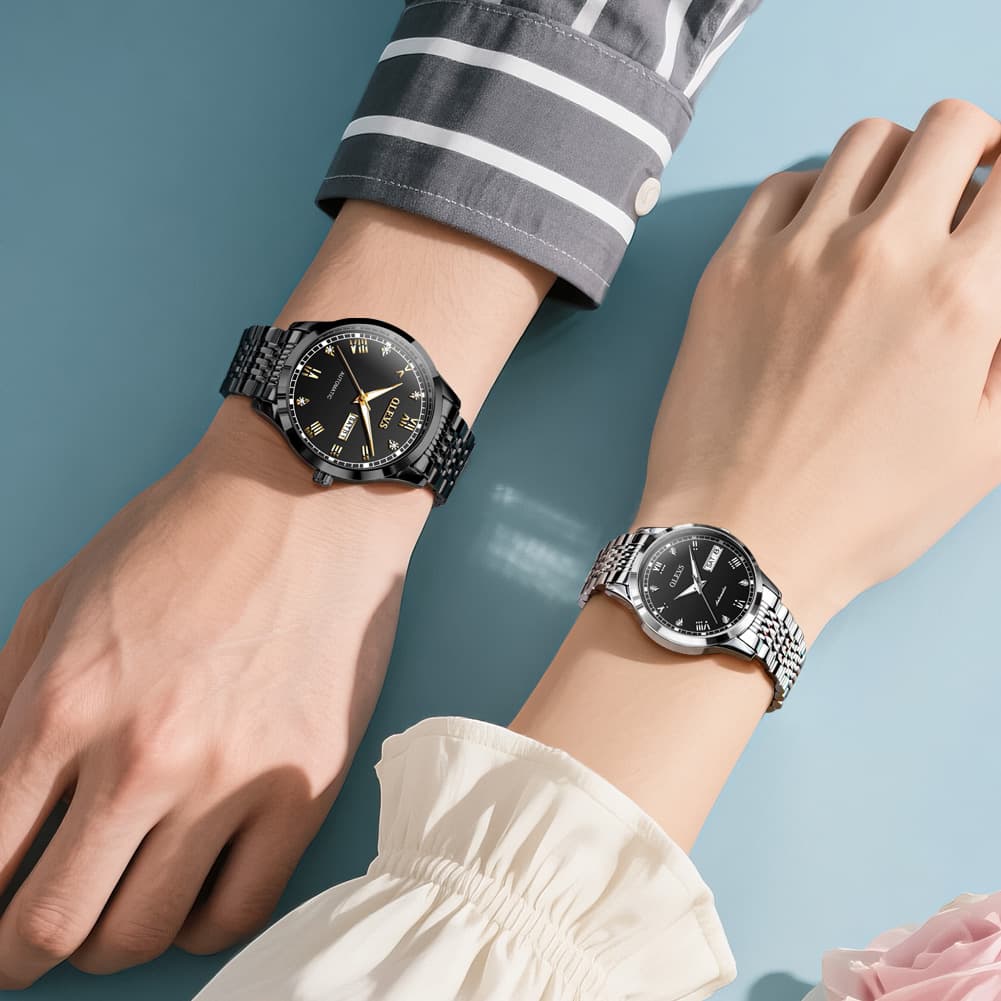 OLEVS 6602 Automatic Mechanical Couples Watch for Men Women