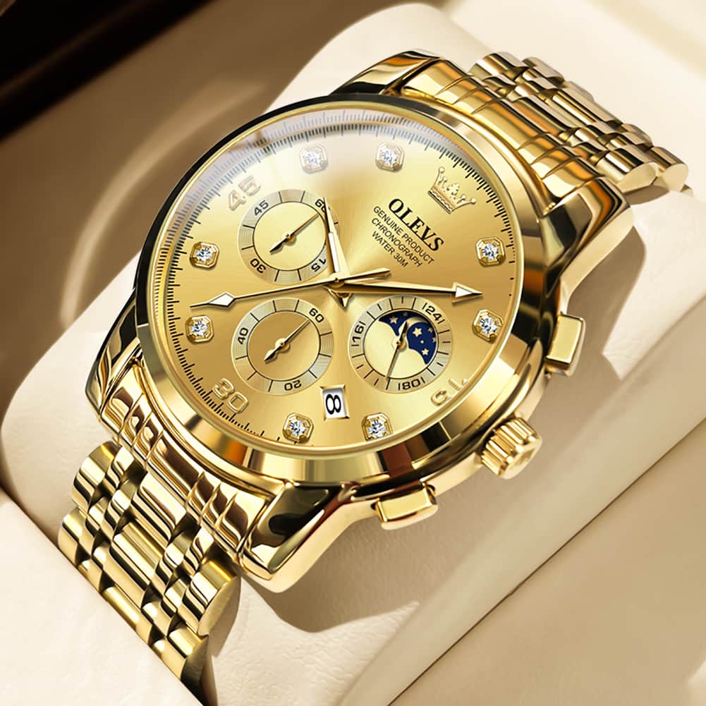 OLEVS 2889 Steel Chronograph Moon Phase Watch for Men