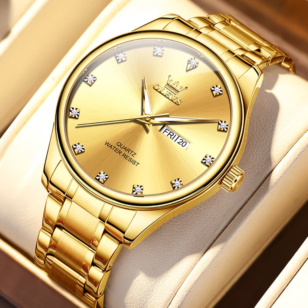 OLEVS 3612 Diamond Dial Quartz Steel Watch for Men