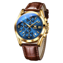OLEVS 2872 Sophisticated Chronograph Leather Watch for Men