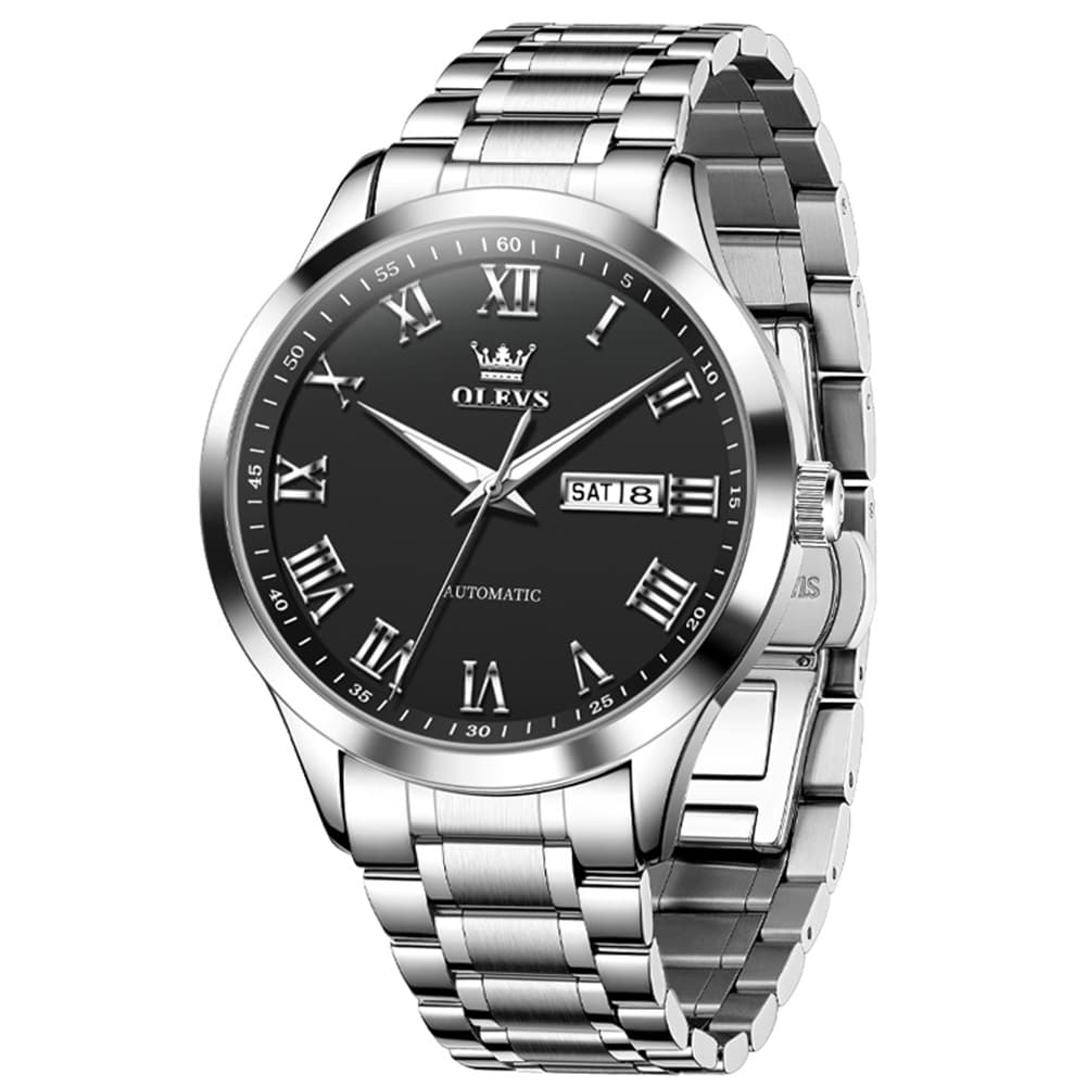 OLEVS 7075 Roman Numeral Dual Calendar Automatic Watch For Men