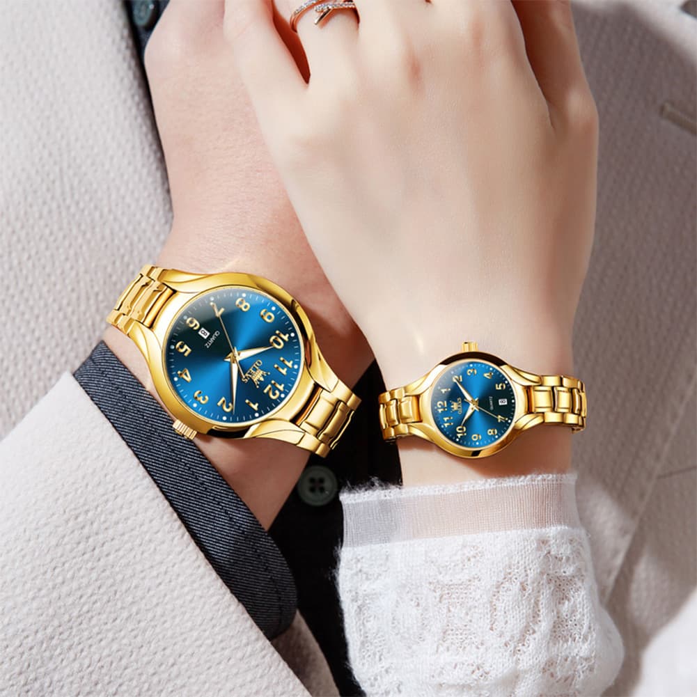 OLEVS 3650 Classic Gold Quartz Watch for Men & Women (His & Hers)