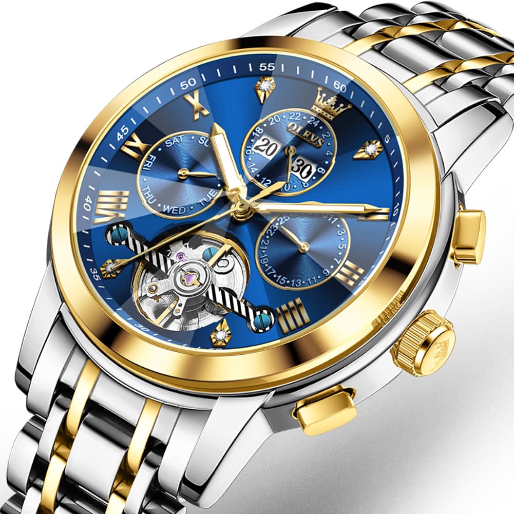 OLEVS 3D Diamond Cut Skeleton Automatic Watch 7121 for Men