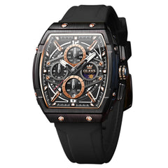 OLEVS 2975 Tonneau Silicone Chronograph Watch for Men