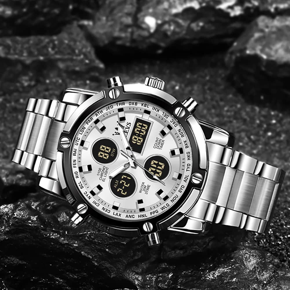 OLEVS 1106 Heavy Duty Dual Display Chronograph Watch for Men