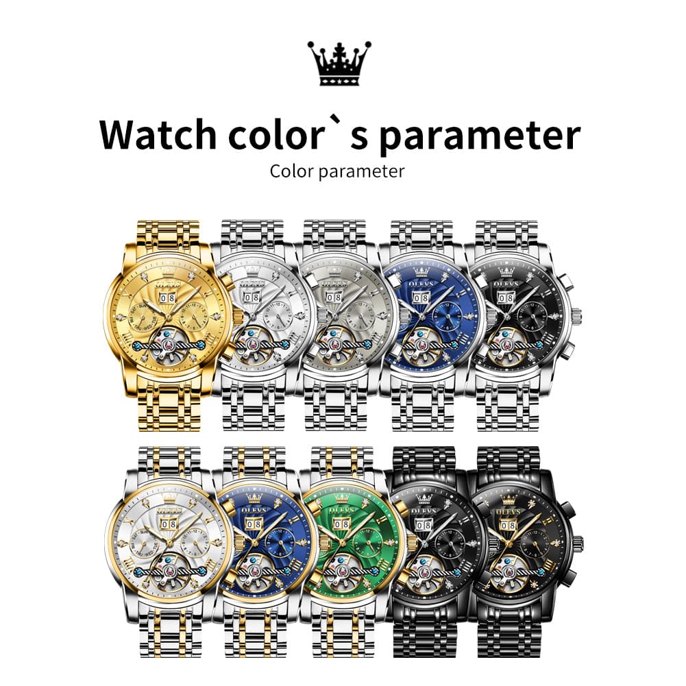 OLEVS Open Heart Multifunction Automatic Mechanical Watch 9910 Big Date for Men