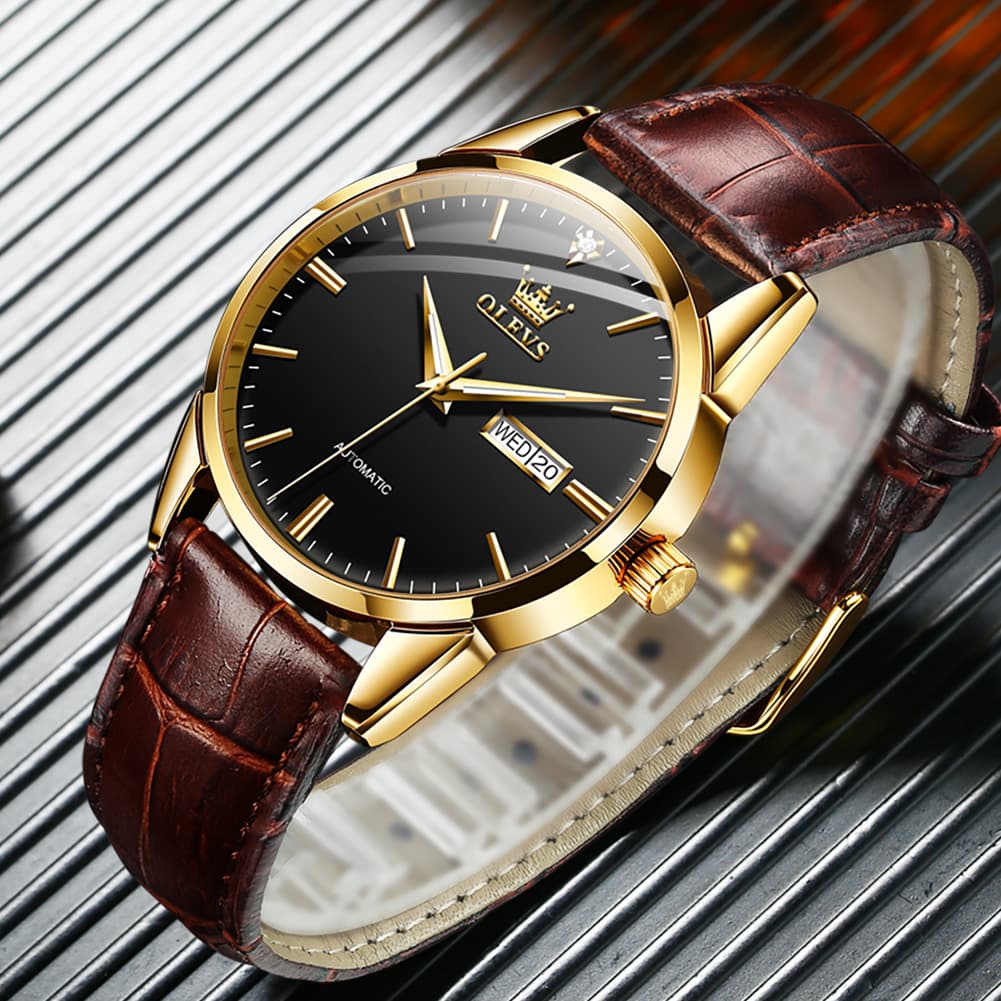 OLEVS 6629 Minimalist Day Date Mechanical Watch for Men