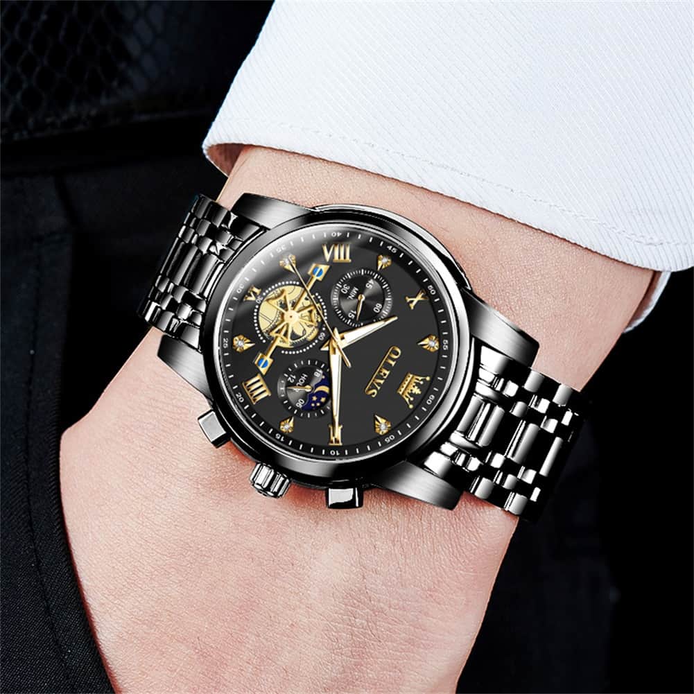OLEVS 2856 Luxury Moon Phase Chronograph Quartz Watch for Men