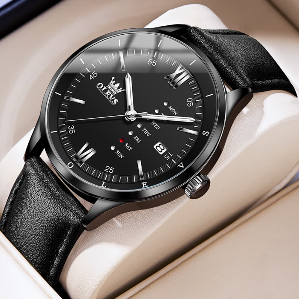 OLEVS 2931 Minimalist Leather Quartz Watch for Men