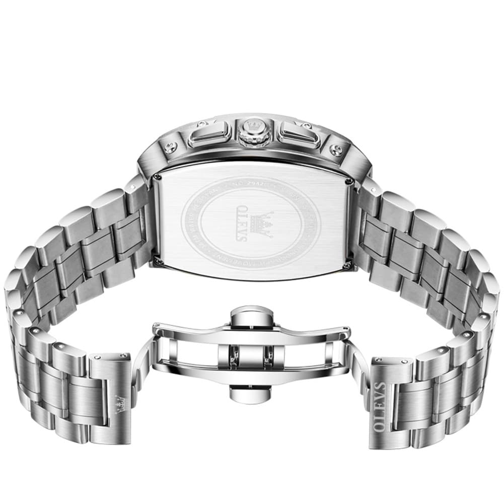 OLEVS 2942 Tonneau Dual Time Quartz Watch for Men