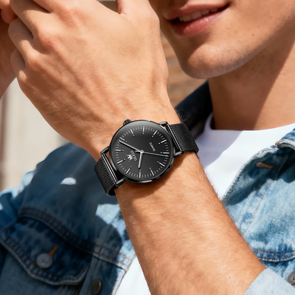 OLEVS Minimalist Ultra Thin Mesh Quartz Watch 7125 for Men
