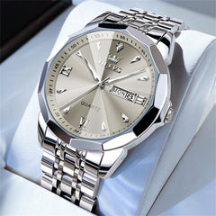 OLEVS 9998 Diamond Cut Glass Couple Dress Watch for Men and Women