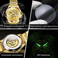 OLEVS Full Skeleton Diamond Dial Automatic Mechanical Watch 9920 for Men