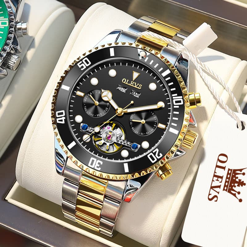 OLEVS 6605 Classic Open Heart Automatic Dive Style Watch for Men