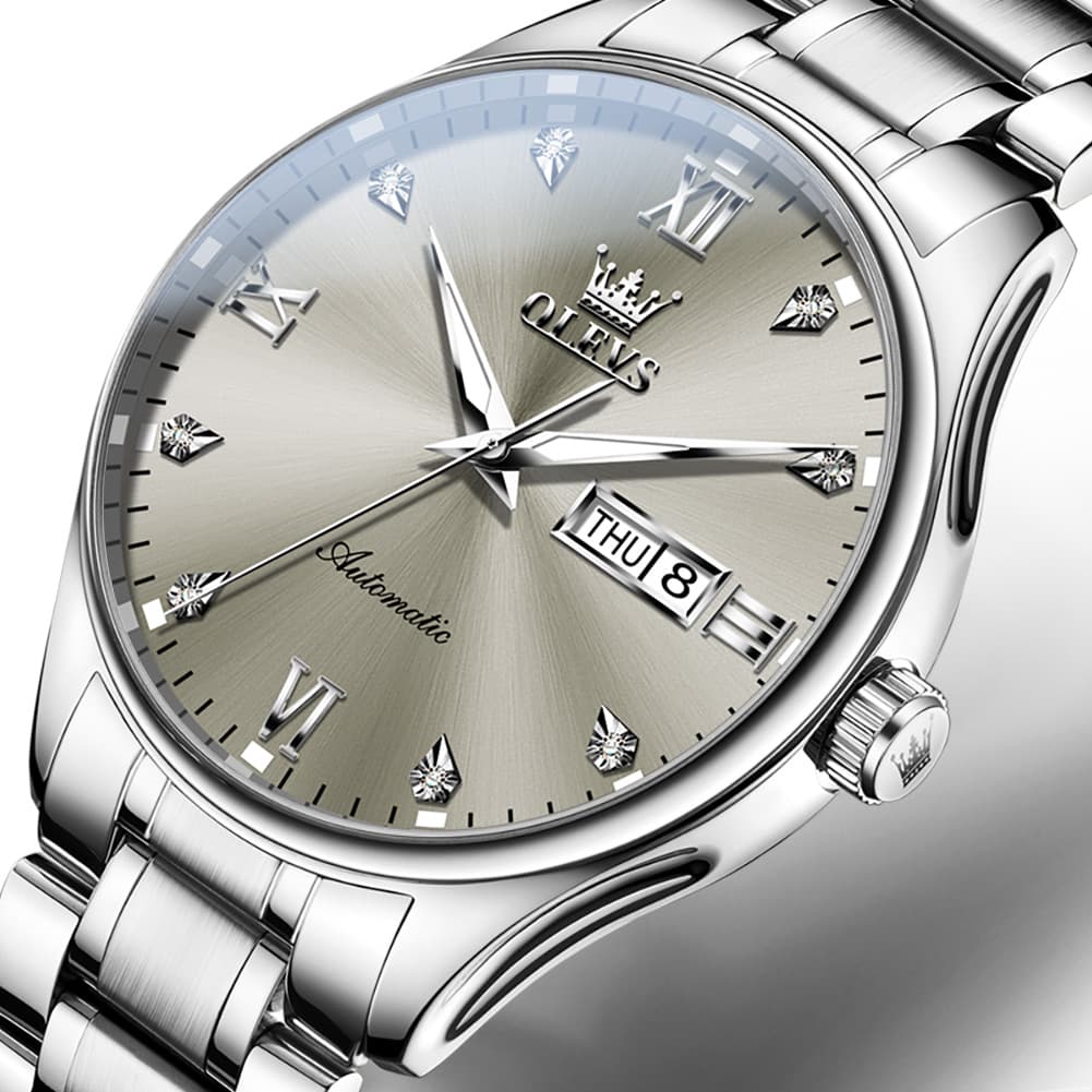OLEVS Diamond Dial Day Date Automatic Mechanical Watch 9955 for Men