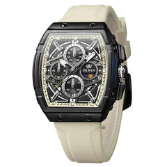 OLEVS 2975 Tonneau Silicone Chronograph Watch for Men