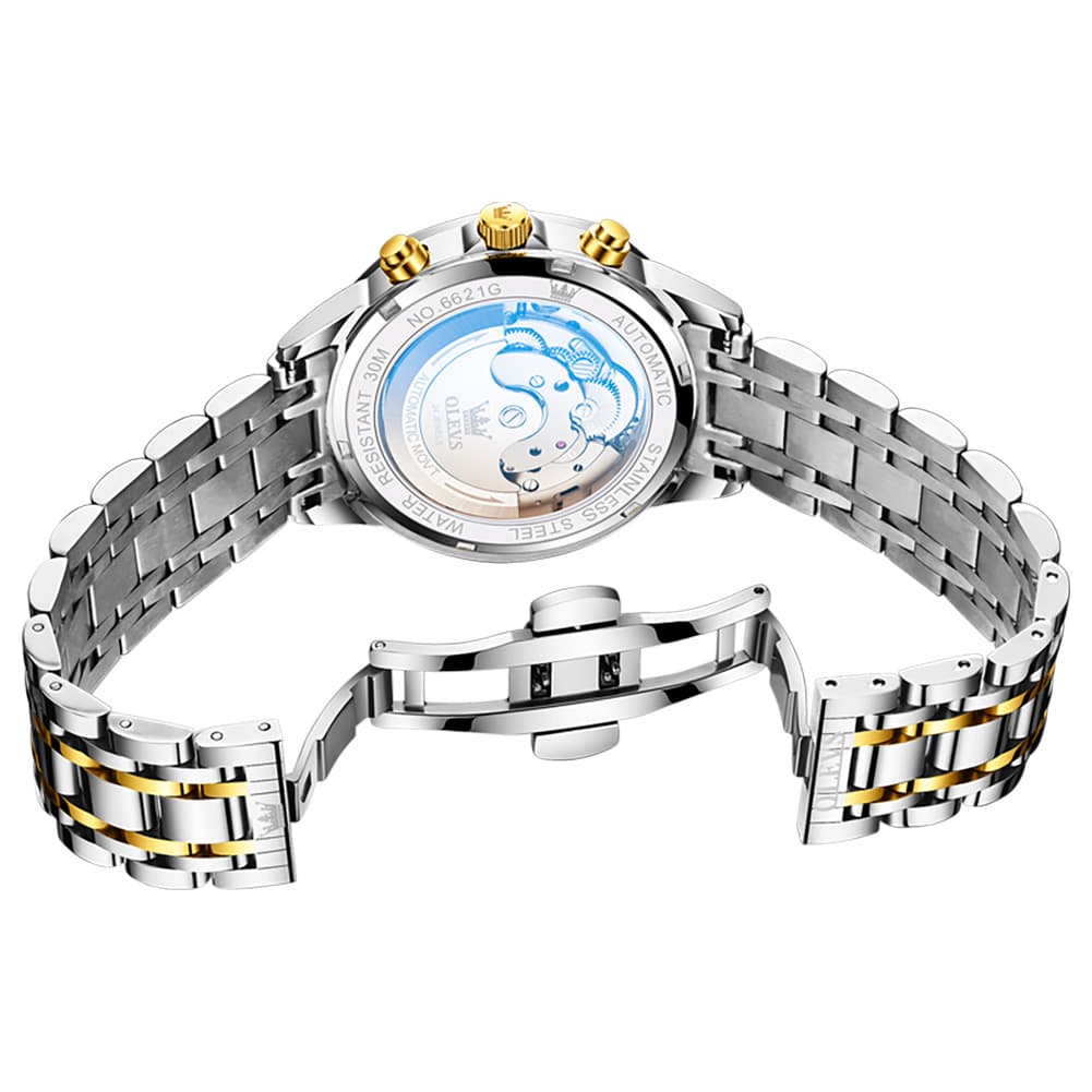 OLEVS 6621 3D Faceted Mirror Mechanical Watch for Men