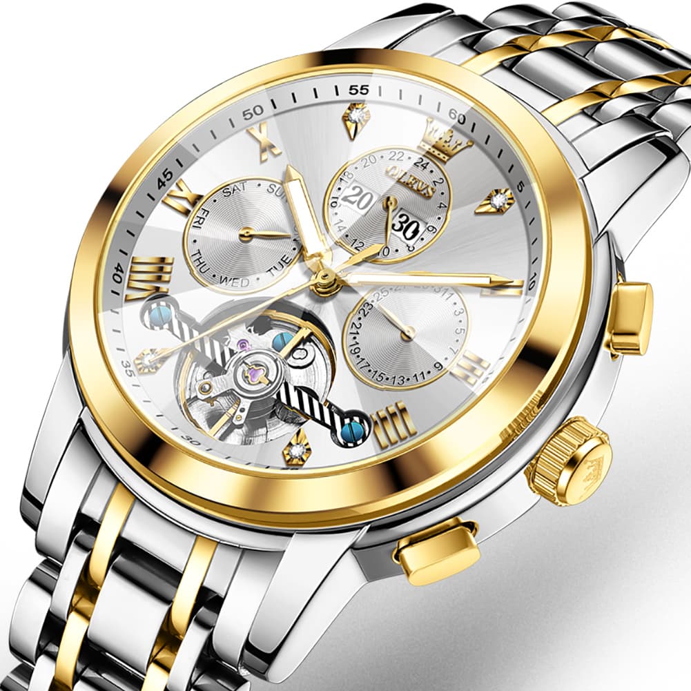 OLEVS 3D Diamond Cut Skeleton Automatic Watch 7121 for Men