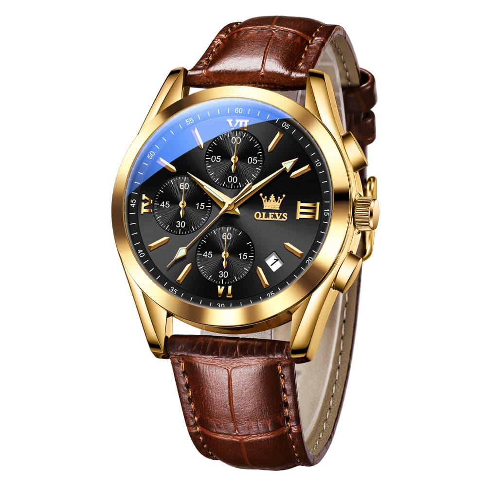 OLEVS 2872 Sophisticated Chronograph Leather Watch for Men