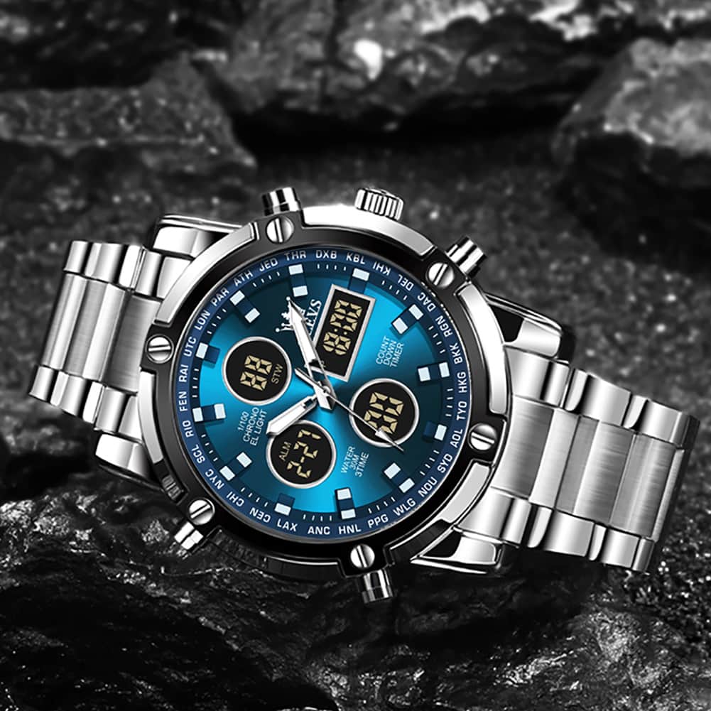 OLEVS 1106 Heavy Duty Dual Display Chronograph Watch for Men