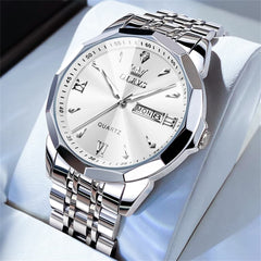 OLEVS 9998 Diamond Cut Glass Couple Dress Watch for Men and Women