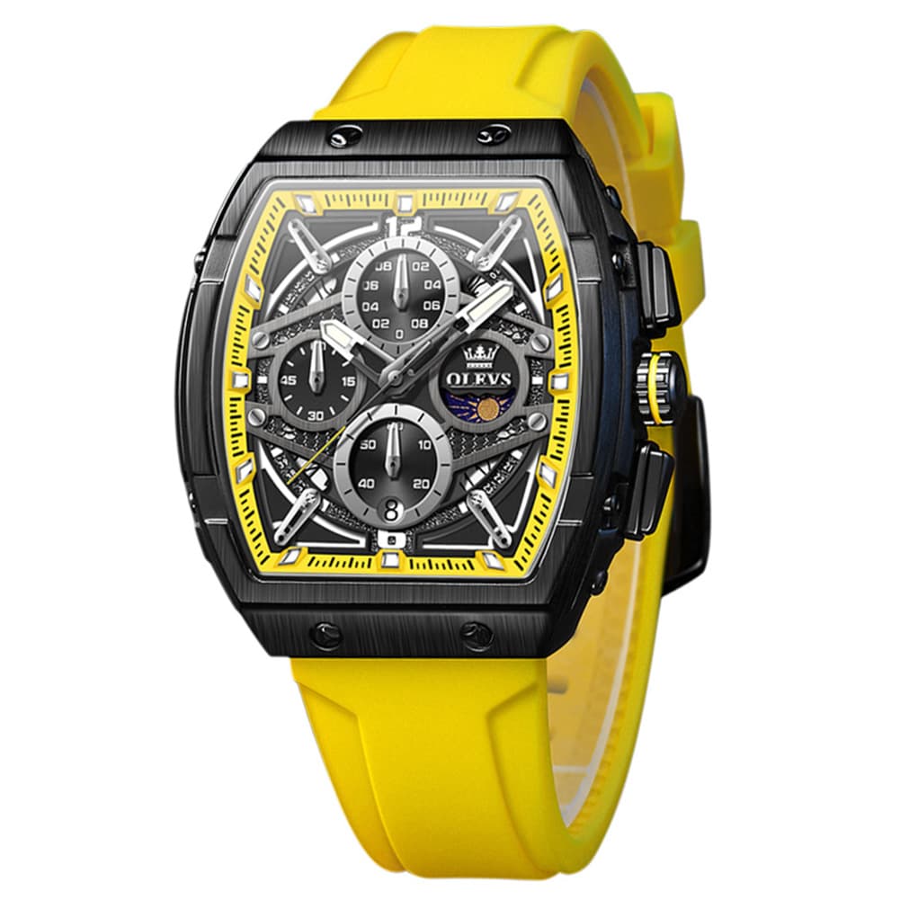 OLEVS 2975 Tonneau Silicone Chronograph Watch for Men