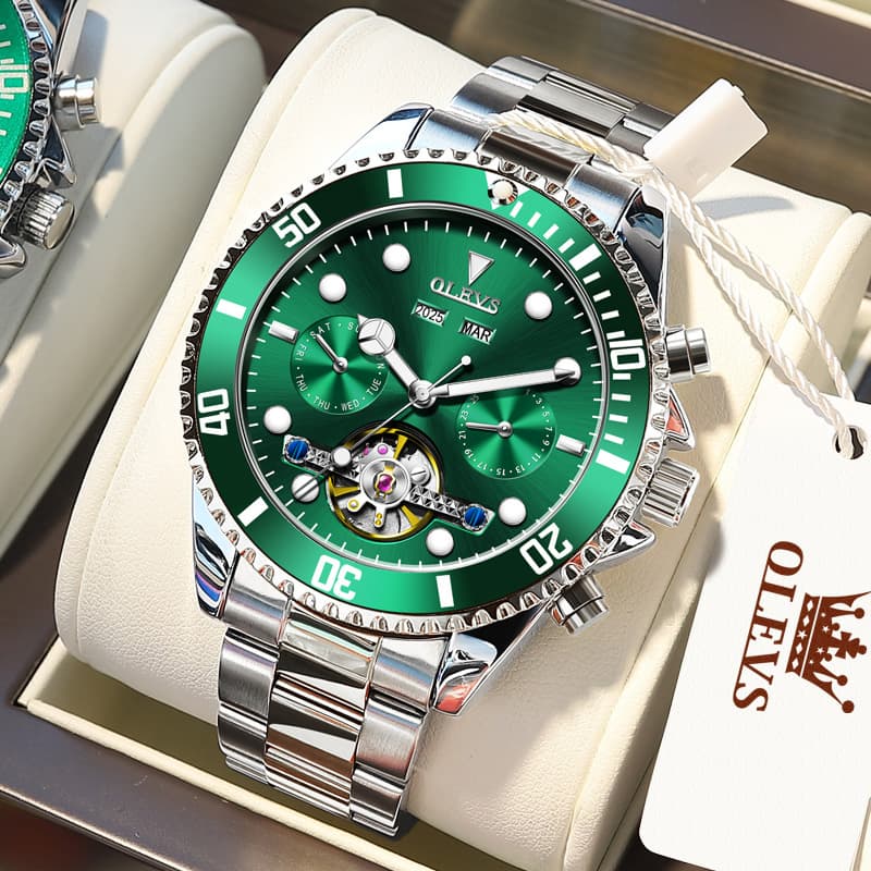 OLEVS 6605 Classic Open Heart Automatic Dive Style Watch for Men