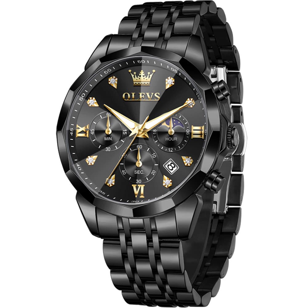 OLEVS 3670 Quartz Moon Phase Chronograph Watch For Men