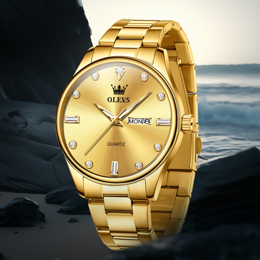 OLEVS 3621 Minimalist Diamond Quartz Watch for Men