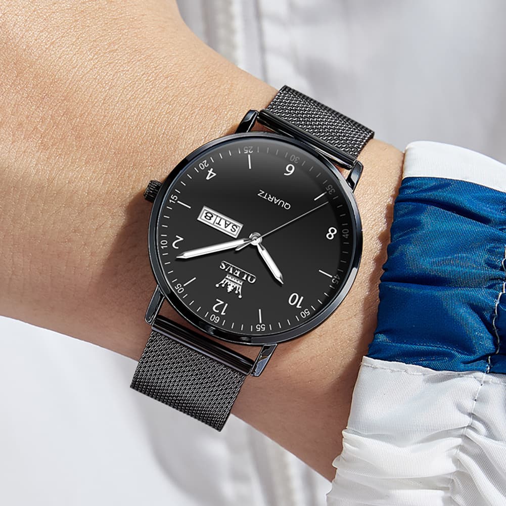 OLEVS 2996 Milanese Steel Minimalist Quartz Watch for Men