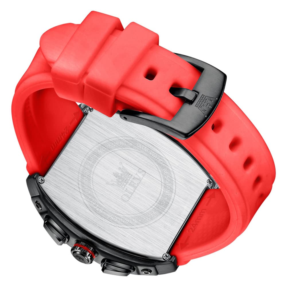 OLEVS 2942 Tonneau Silicone Sports Quartz Watch for Men