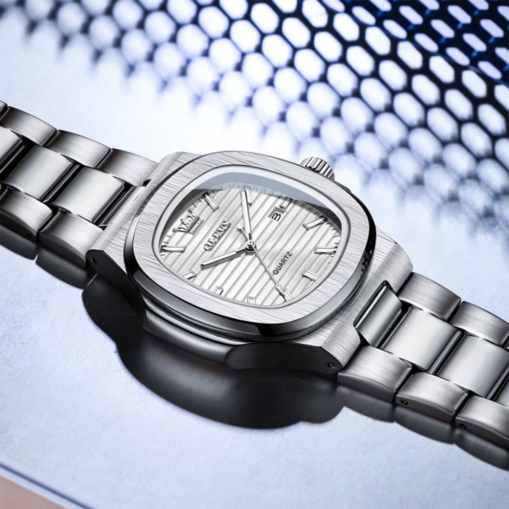 OLEVS 3696 Octagon Embossed Dial Luxury Sport Watch for Men