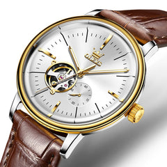 OLEVS 6708 Domed Crystal Open Heart Mechanical Watch For Men