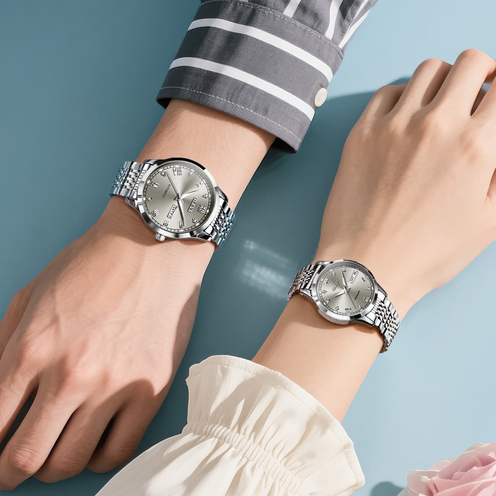 OLEVS 6602 Automatic Mechanical Couples Watch for Men Women