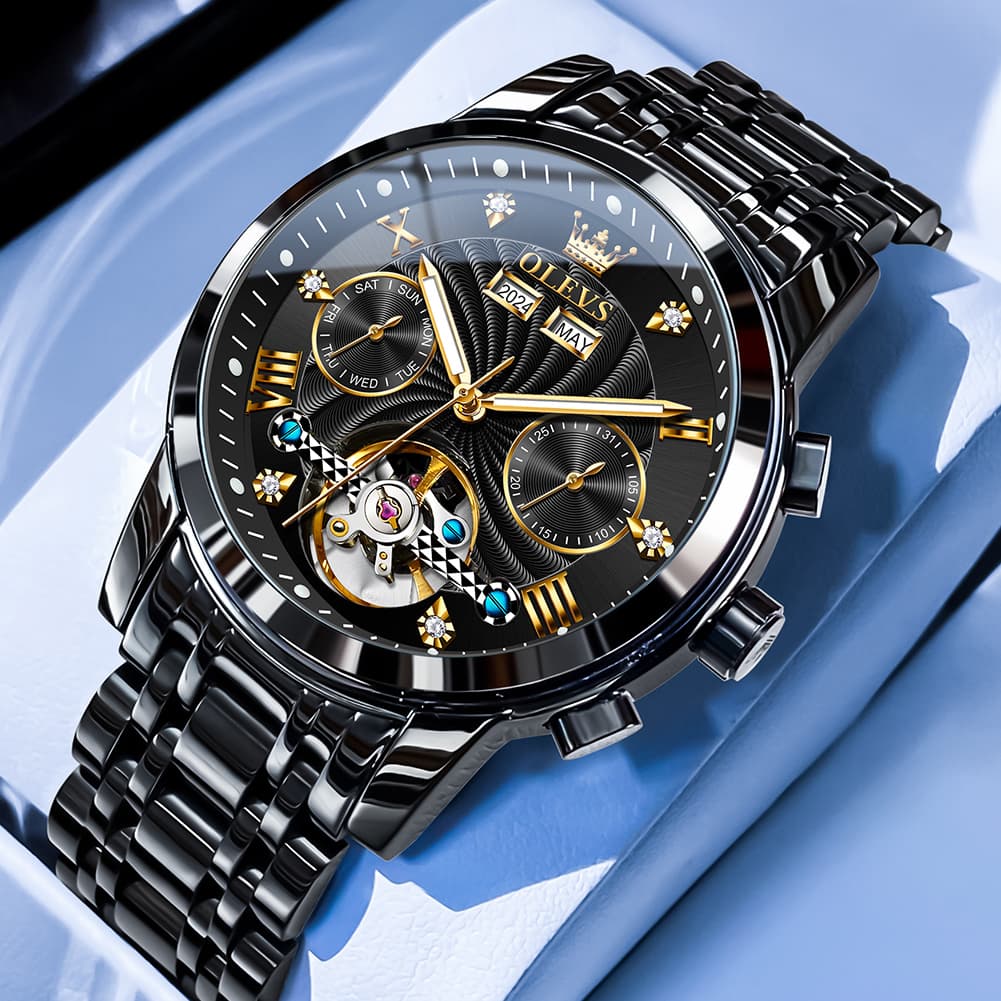 OLEVS 7088 Open Heart Roman Numeral Automatic Watch For Men