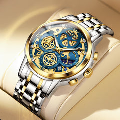OLEVS 9947 Hollow Skeleton Chronograph Steel Watch for Men