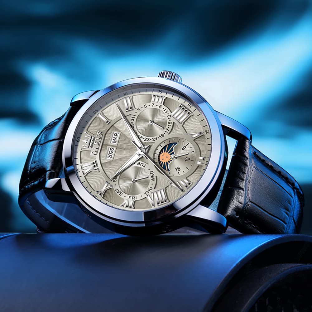 OLEVS 6785 Sun and Moon Multi Function Mechanical Watch for Men