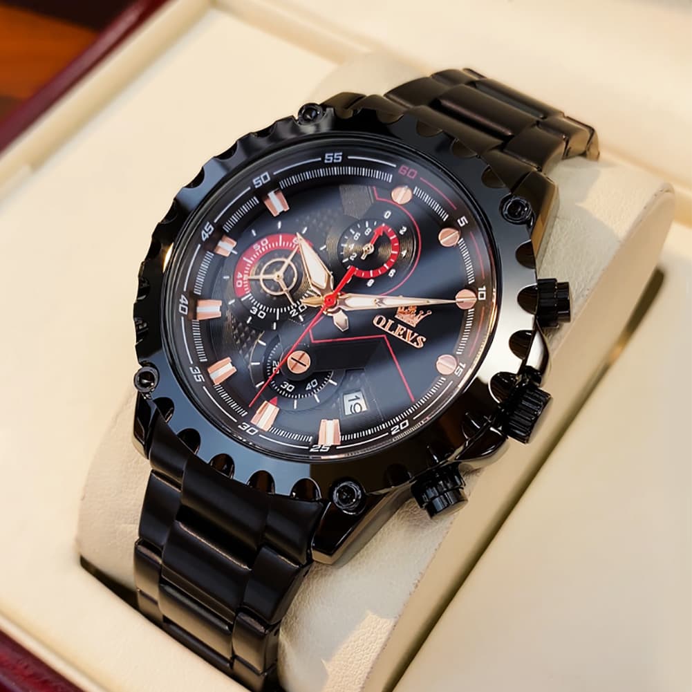 OLEVS 2873 Bold Rivet Bezel Racing Chronograph Watch for Men