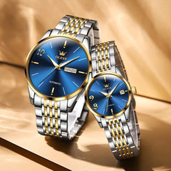 OLEVS 6632 Stainless Steel Automatic Mechanical Couple Watches