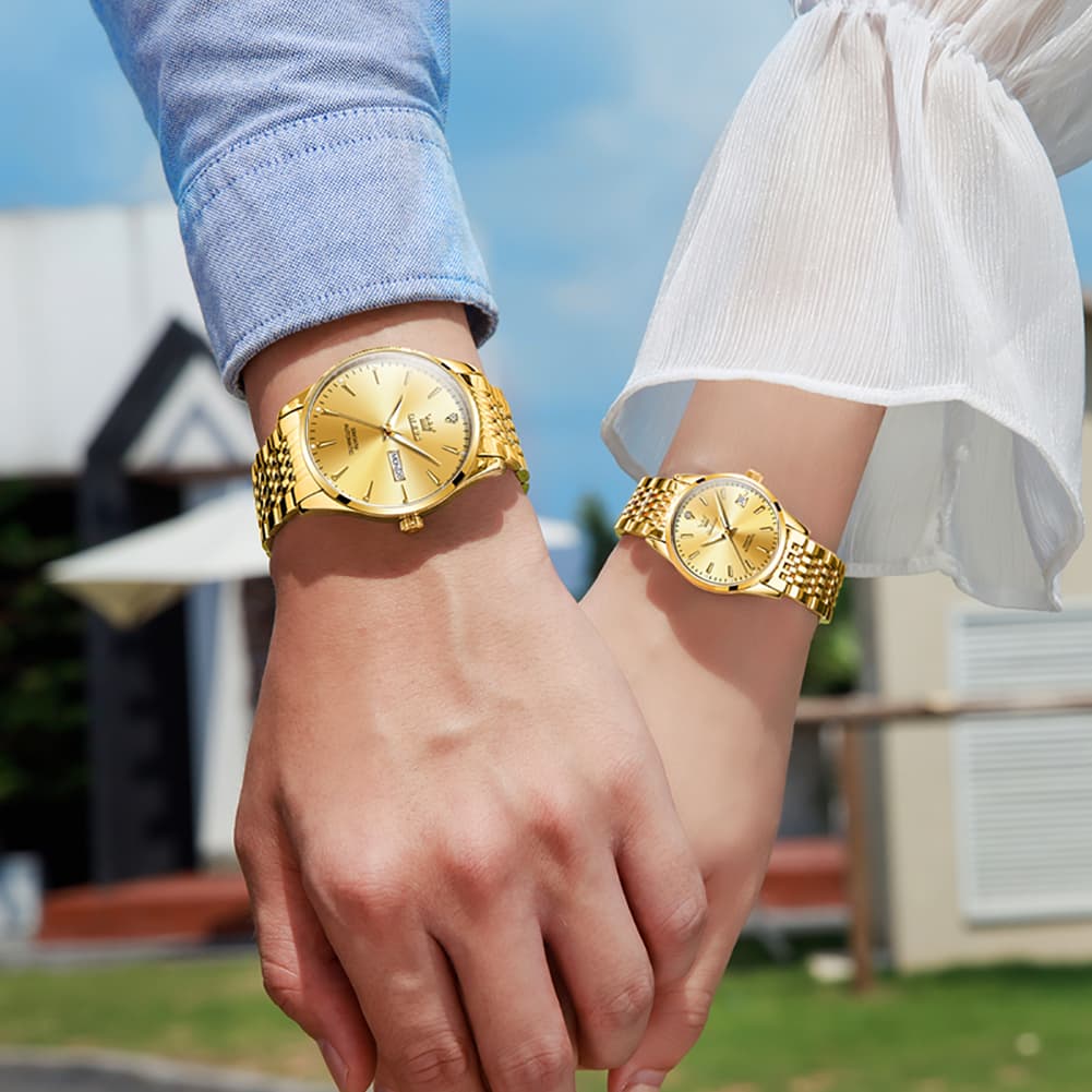 OLEVS 6635 Stainless Steel Automatic Mechanical Couple Watches