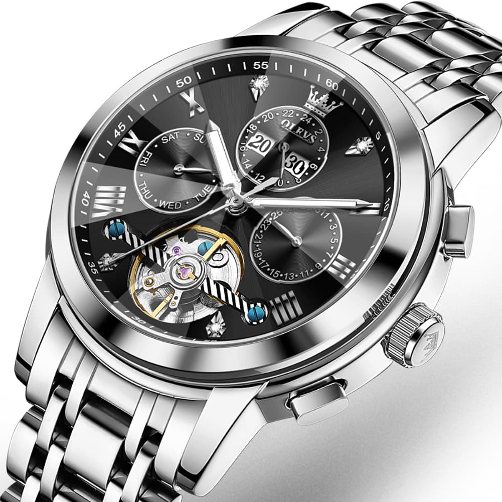 OLEVS 3D Diamond Cut Skeleton Automatic Watch 7121 for Men