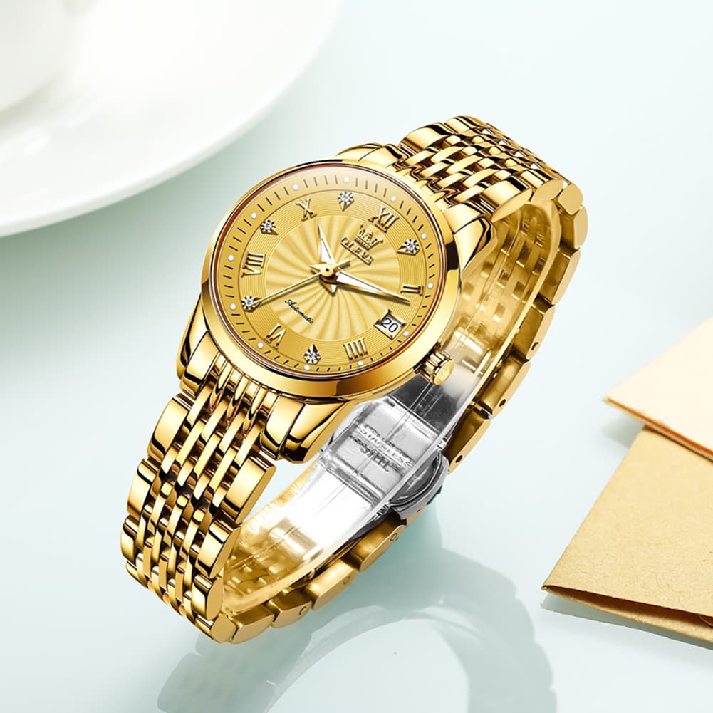OLEVS 6630 Petite Sunburst Mechanical Watch for Women