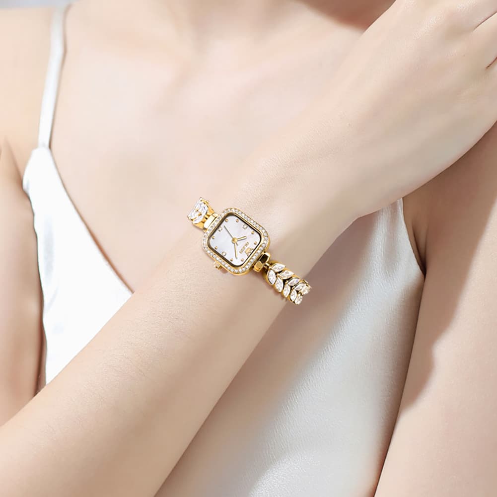 OLEVS 9987 Mermaid Crystal Bracelet Square Watch for Women