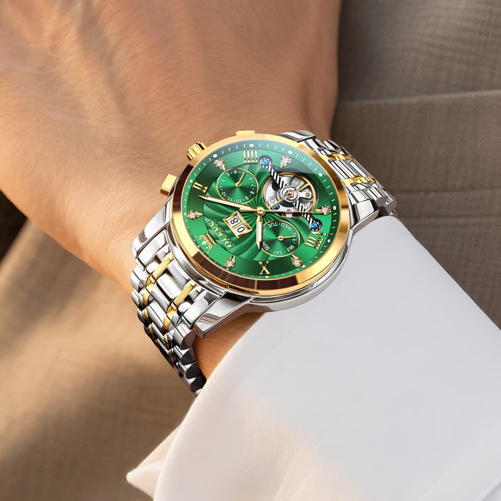 OLEVS Open Heart Multifunction Automatic Mechanical Watch 9910 Big Date for Men