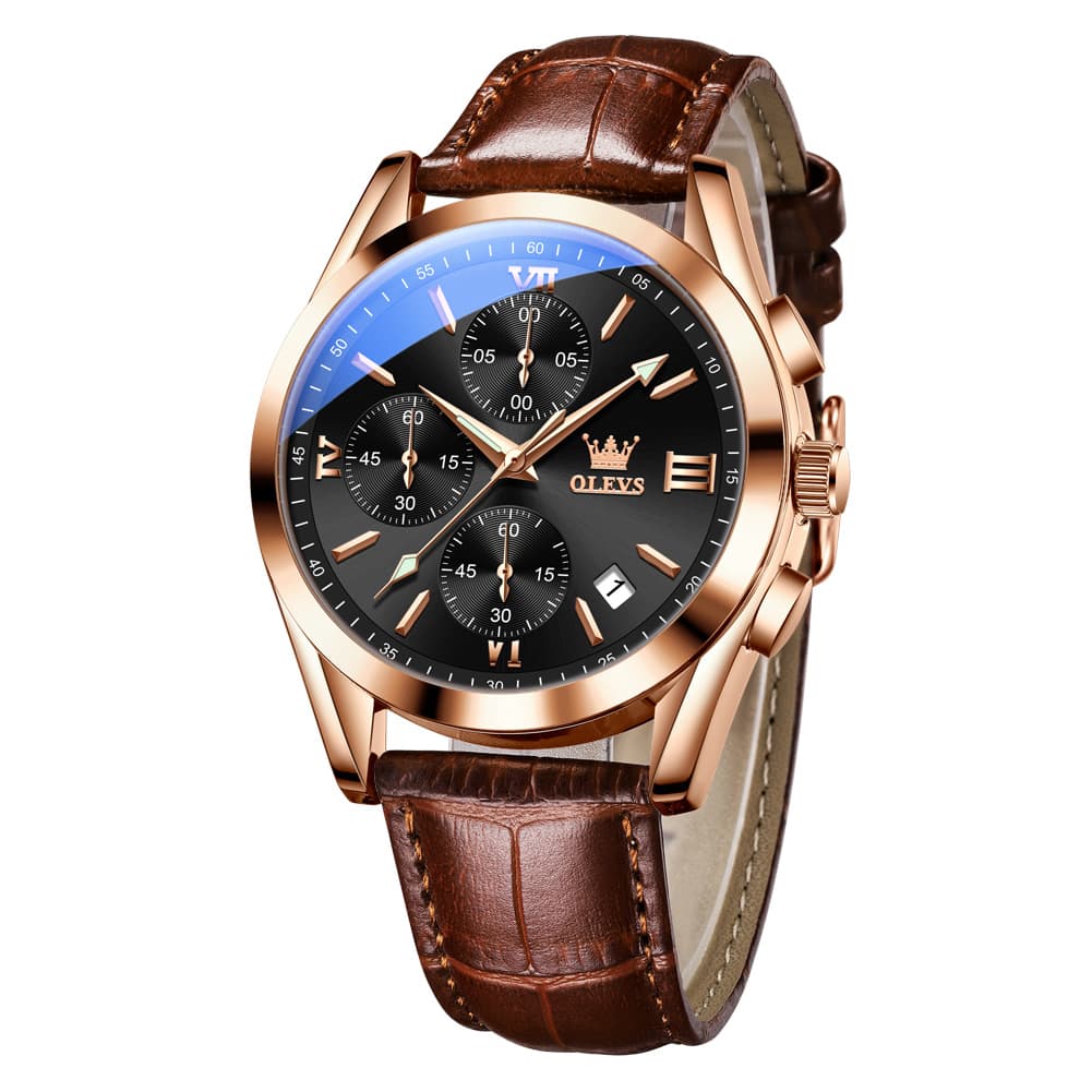OLEVS 2872 Sophisticated Chronograph Leather Watch for Men