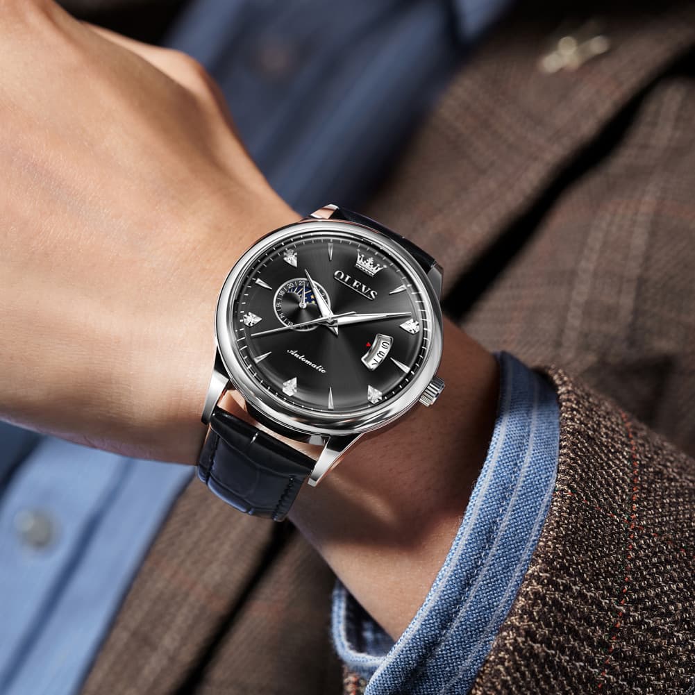 OLEVS 7040 Curved Mirror Automatic Mechanical Watch For Men
