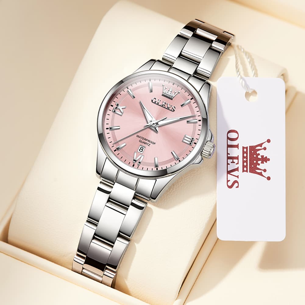 OLEVS 3668 Quartz Pastel Stainless Steel Watch For Women