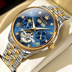 OLEVS 7023 Skeleton Moon Phase Automatic Watch for Men