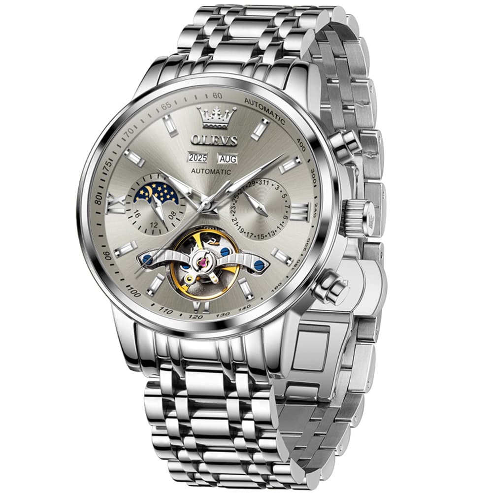 OLEVS 6740 Skeleton Flywheel Mechanical Watch for Men